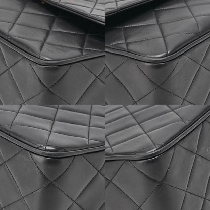 CHANEL Chain Shoulder Bag Square Lambskin Black Gold-Tone Hardware, Pre-Owned