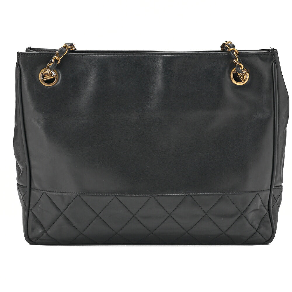 CHANEL Shoulder Bag Matelasse with Charm Double Chain Shoulder Lambskin Black Gold-Tone Hardware, Pre-Owned