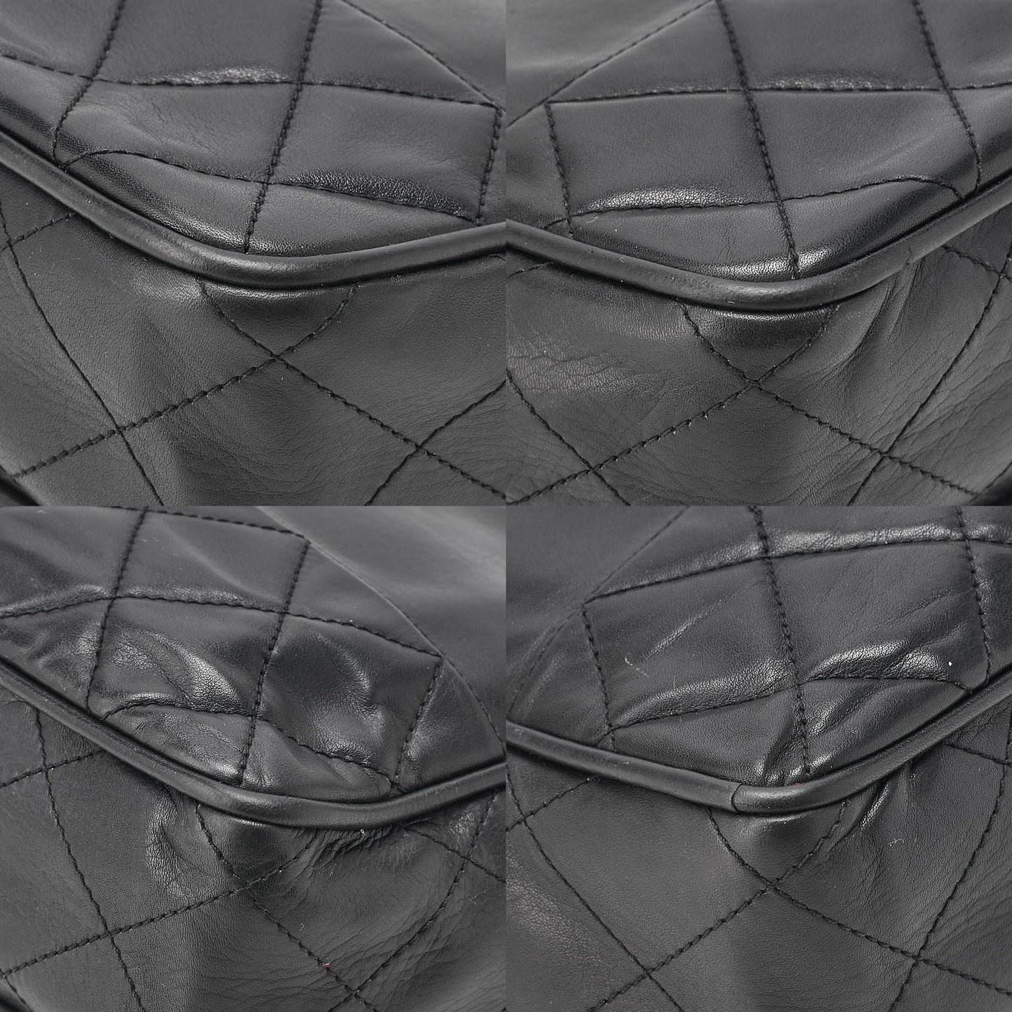 CHANEL Shoulder Bag Matelasse with Charm Double Chain Shoulder Lambskin Black Gold-Tone Hardware, Pre-Owned