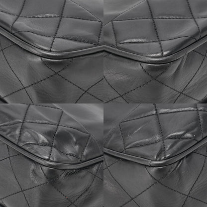 CHANEL Shoulder Bag Matelasse with Charm Double Chain Shoulder Lambskin Black Gold-Tone Hardware, Pre-Owned