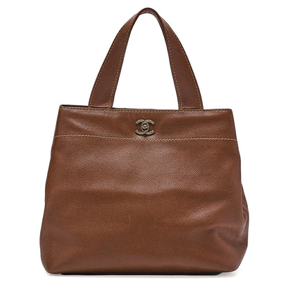 CHANEL Matelasse Tote Bag Cocomark Caviar Skin Brown Vintage Silver-Tone Hardware, Pre-Owned