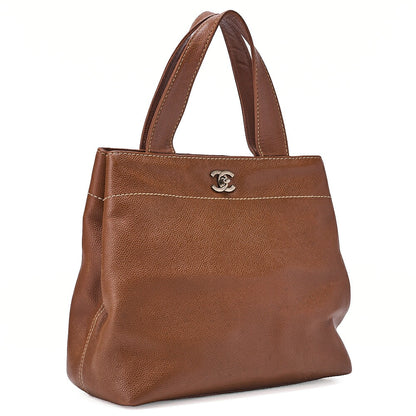 CHANEL Matelasse Tote Bag Cocomark Caviar Skin Brown Vintage Silver-Tone Hardware, Pre-Owned