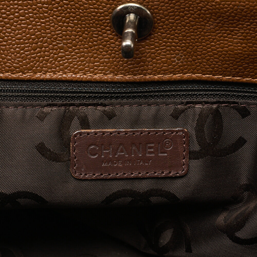 CHANEL Matelasse Tote Bag Cocomark Caviar Skin Brown Vintage Silver-Tone Hardware, Pre-Owned