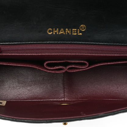 CHANEL Lambskin Matelasse Full Flap 23cm Turnlock Chain Shoulder Black Gold-Tone Hardware, Pre-Owned
