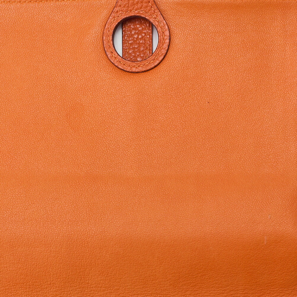 HERMES Dogon Poche 2-Fold Long Wallet Togo Waist Bag Orange Silver-Tone Hardware, Pre-Owned