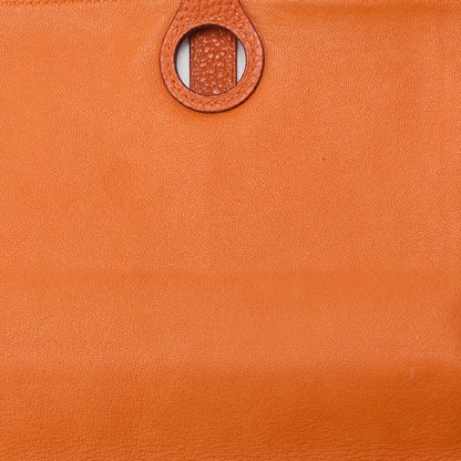 HERMES Dogon Poche 2-Fold Long Wallet Togo Waist Bag Orange Silver-Tone Hardware, Pre-Owned