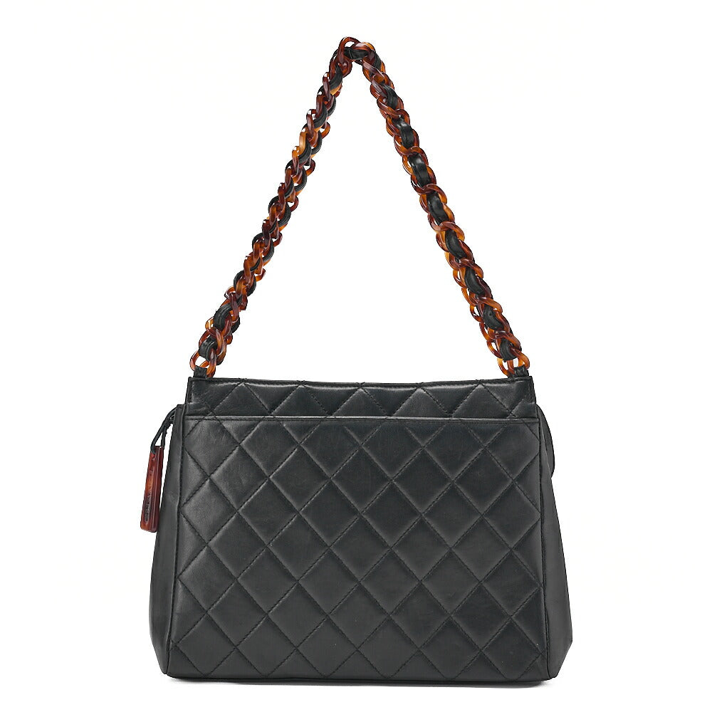 CHANEL Tote Bag Matelasse Lambskin Tortoiseshell Black Gold-Tone Hardware, Pre-Owned