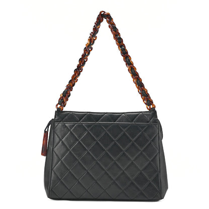 CHANEL Tote Bag Matelasse Lambskin Tortoiseshell Black Gold-Tone Hardware, Pre-Owned