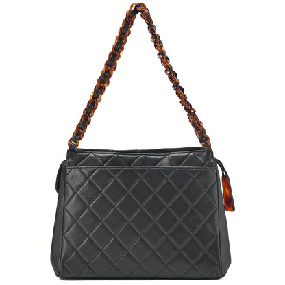 CHANEL Tote Bag Matelasse Lambskin Tortoiseshell Black Gold-Tone Hardware, Pre-Owned