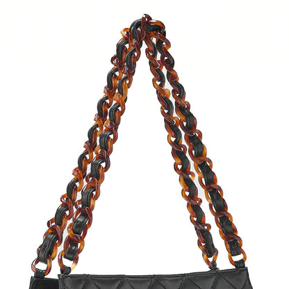 CHANEL Tote Bag Matelasse Lambskin Tortoiseshell Black Gold-Tone Hardware, Pre-Owned