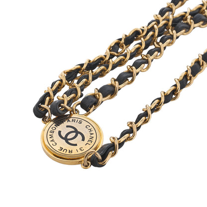 CHANEL 31RUE CAMBON Cocomark Chain Belt Triple GP  xx Leather Black x  Gold Gold-Tone Hardware, Pre-Owned