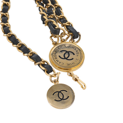 CHANEL 31RUE CAMBON Cocomark Chain Belt Triple GP  xx Leather Black x  Gold Gold-Tone Hardware, Pre-Owned