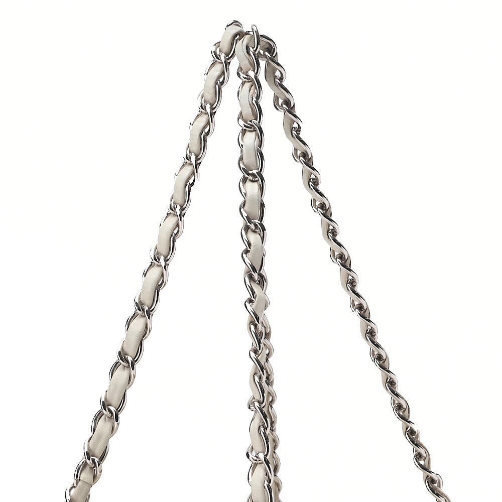 CHANEL Lambskin Matelasse Hamptons Line Coco Mark Chain Shoulder Ivory Silver-Tone Hardware, Pre-Owned