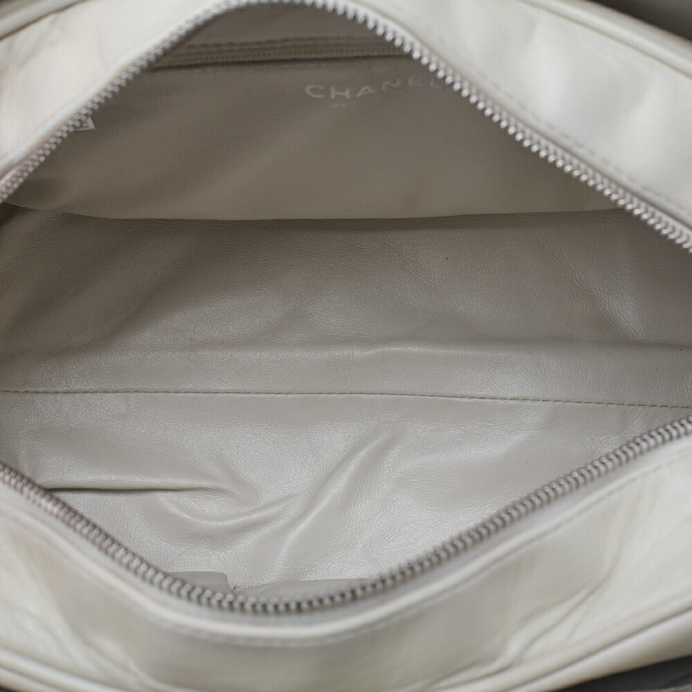 CHANEL Lambskin Matelasse Hamptons Line Coco Mark Chain Shoulder Ivory Silver-Tone Hardware, Pre-Owned