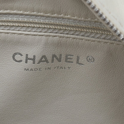 CHANEL Lambskin Matelasse Hamptons Line Coco Mark Chain Shoulder Ivory Silver-Tone Hardware, Pre-Owned