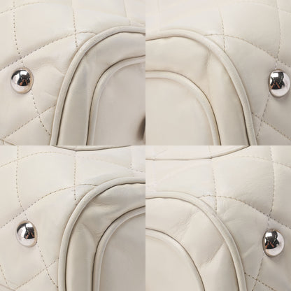 CHANEL Lambskin Matelasse Hamptons Line Coco Mark Chain Shoulder Ivory Silver-Tone Hardware, Pre-Owned