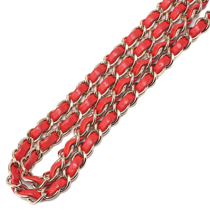CHANEL Chain Shoulder Bag Mini Matelasse 20cm Lambskin Red Gold-Tone Hardware, Pre-Owned