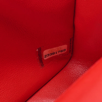 CHANEL Chain Shoulder Bag Mini Matelasse 20cm Lambskin Red Gold-Tone Hardware, Pre-Owned