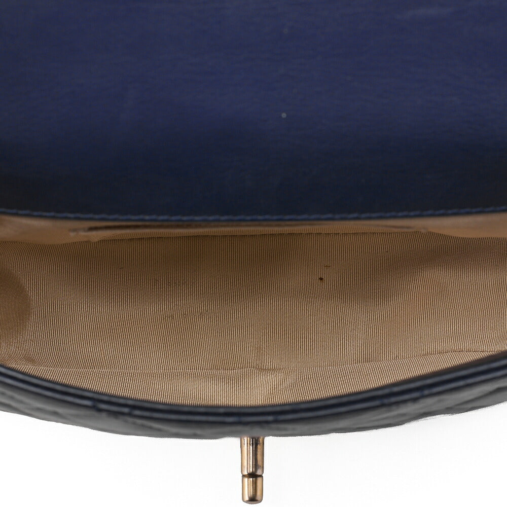 CHANEL Vintage Calf Matelasse Half Moon 2way Chain Shoulder Navy Gold-Tone Hardware, Pre-Owned