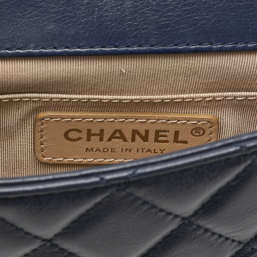CHANEL Vintage Calf Matelasse Half Moon 2way Chain Shoulder Navy Gold-Tone Hardware, Pre-Owned