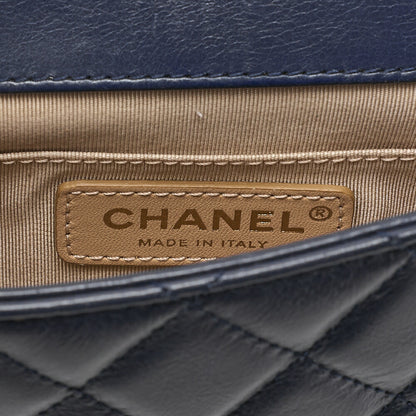 CHANEL Vintage Calf Matelasse Half Moon 2way Chain Shoulder Navy Gold-Tone Hardware, Pre-Owned