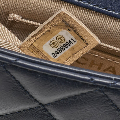 CHANEL Vintage Calf Matelasse Half Moon 2way Chain Shoulder Navy Gold-Tone Hardware, Pre-Owned