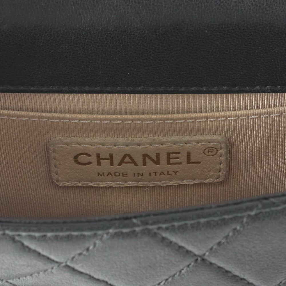 CHANEL Chain Shoulder Matelasse Pearl Chain Chain Wallet Lambskin Black Gold-Tone Hardware, Pre-Owned