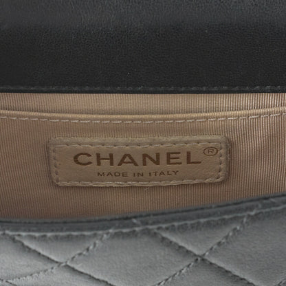 CHANEL Chain Shoulder Matelasse Pearl Chain Chain Wallet Lambskin Black Gold-Tone Hardware, Pre-Owned