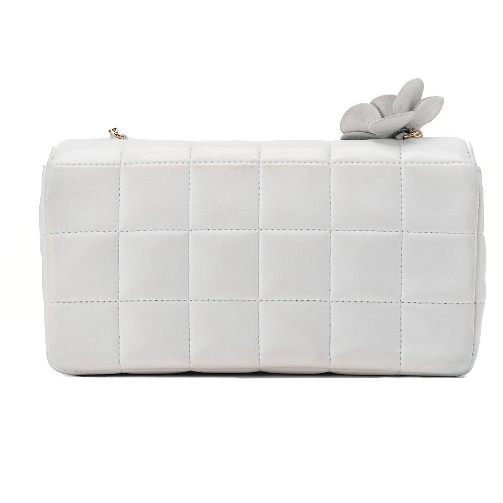 CHANEL Chocolate Bar Camellia Magnet Lock Chain Shoulder Lambskin Light Bull Gold-Tone Hardware, Pre-Owned