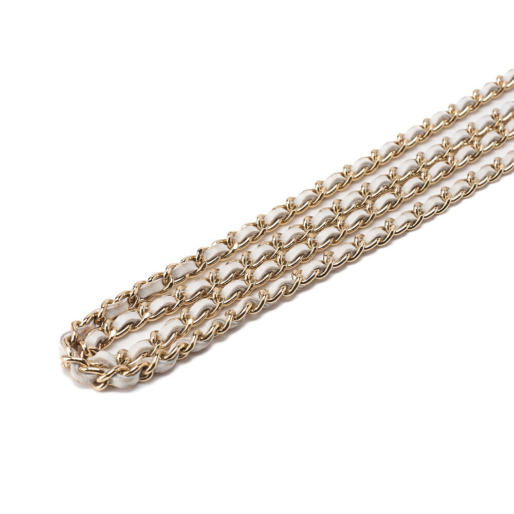 CHANEL Chocolate Bar Camellia Magnet Lock Chain Shoulder Lambskin Light Bull Gold-Tone Hardware, Pre-Owned