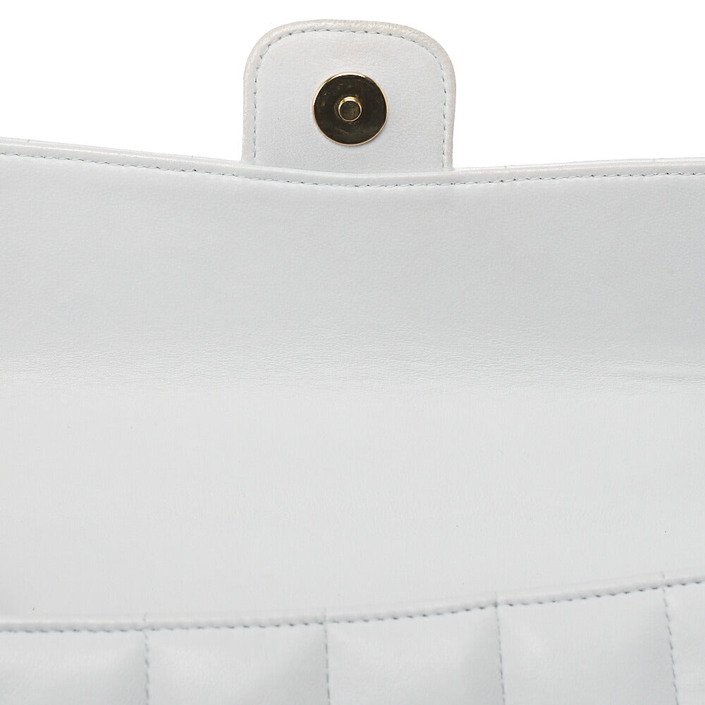 CHANEL Chocolate Bar Camellia Magnet Lock Chain Shoulder Lambskin Light Bull Gold-Tone Hardware, Pre-Owned