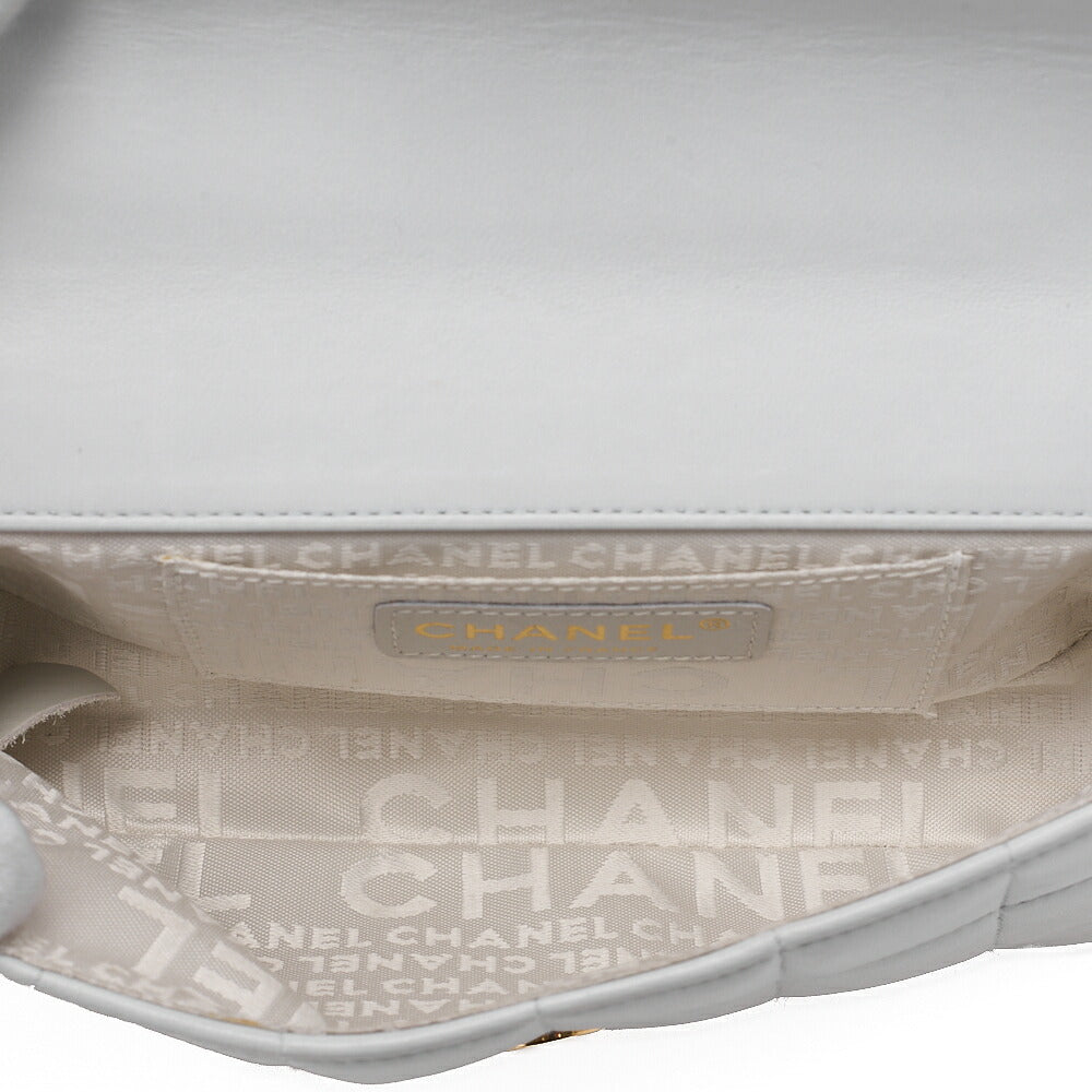 CHANEL Chocolate Bar Camellia Magnet Lock Chain Shoulder Lambskin Light Bull Gold-Tone Hardware, Pre-Owned