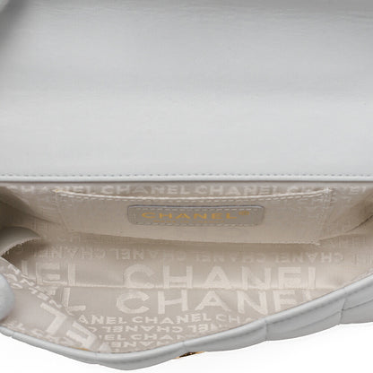 CHANEL Chocolate Bar Camellia Magnet Lock Chain Shoulder Lambskin Light Bull Gold-Tone Hardware, Pre-Owned