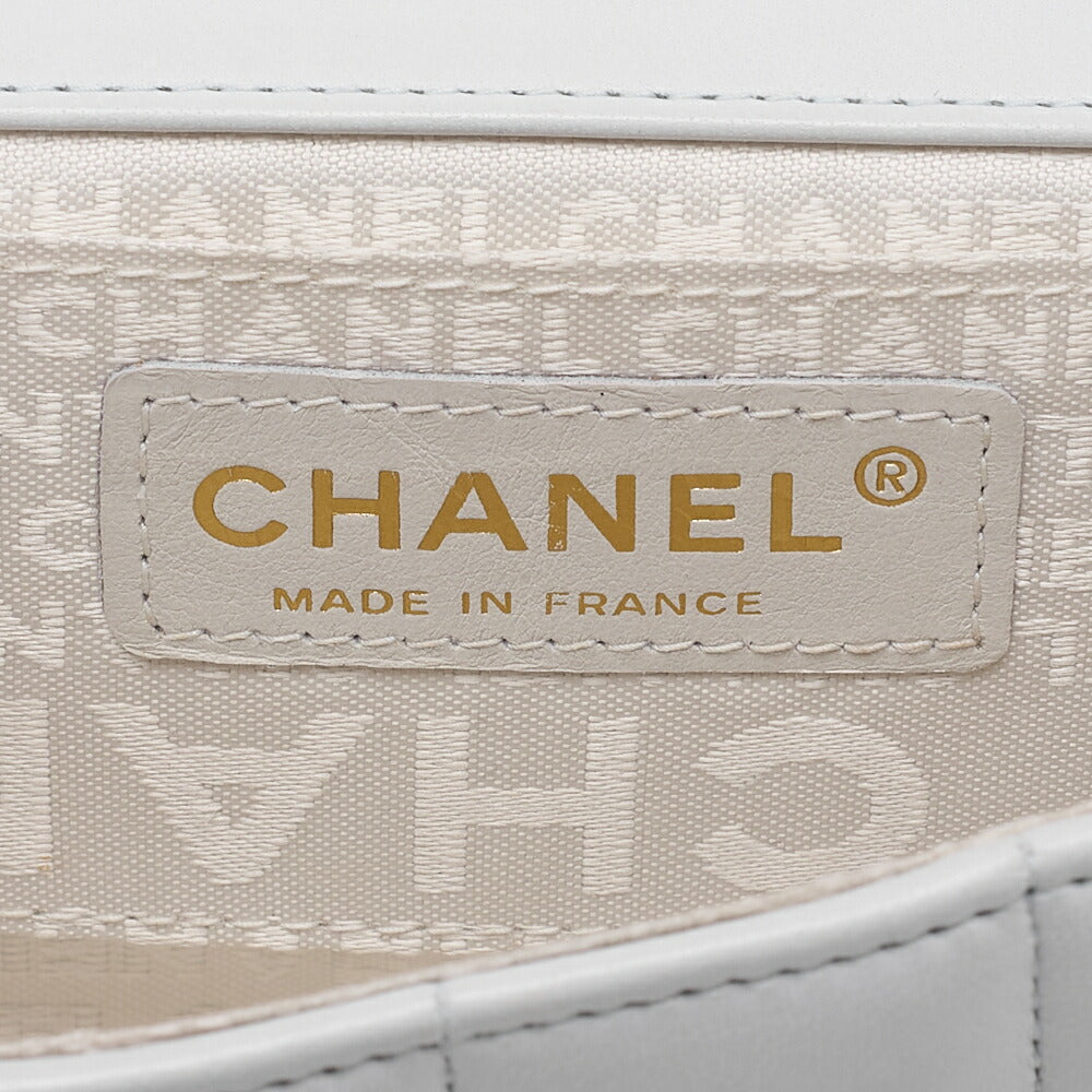 CHANEL Chocolate Bar Camellia Magnet Lock Chain Shoulder Lambskin Light Bull Gold-Tone Hardware, Pre-Owned
