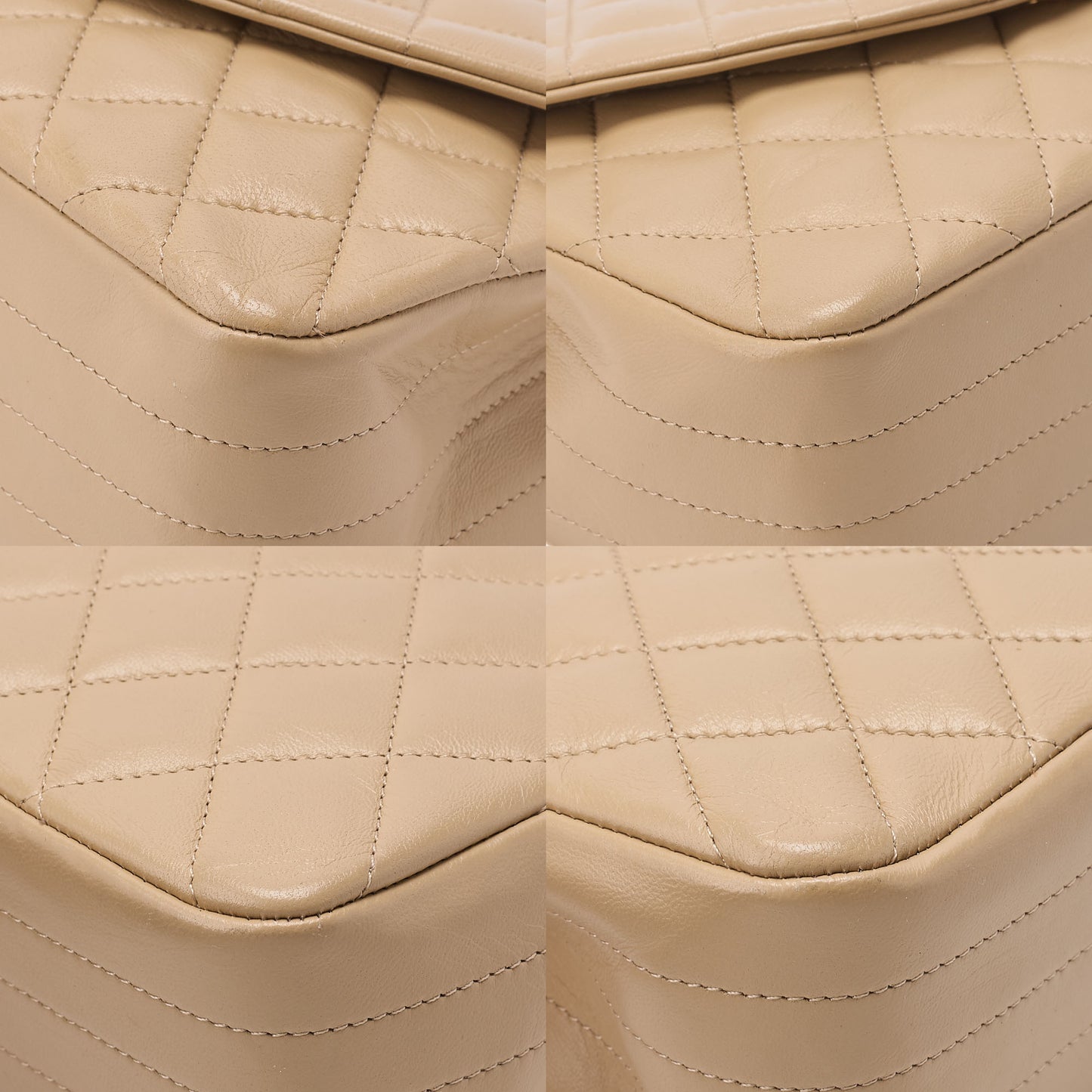 CHANEL Chain Shoulder Bag Matelasse Lambskin Beige Round Flap Gold-Tone Hardware, Pre-Owned