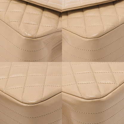 CHANEL Chain Shoulder Bag Matelasse Lambskin Beige Round Flap Gold-Tone Hardware, Pre-Owned