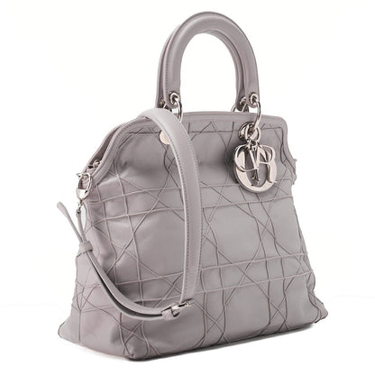 Dior Lady Dior Granville Calfskin Handbag 2way Lavender Silver-Tone Hardware, Pre-Owned