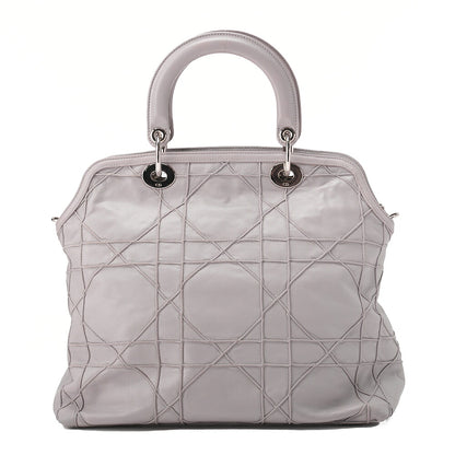 Dior Lady Dior Granville Calfskin Handbag 2way Lavender Silver-Tone Hardware, Pre-Owned