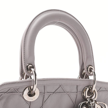 Dior Lady Dior Granville Calfskin Handbag 2way Lavender Silver-Tone Hardware, Pre-Owned