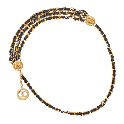 CHANEL Cocomark Chain Belt Triple GP x  Leather Black x  Gold Gold-Tone Hardware, Pre-Owned