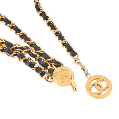 CHANEL Cocomark Chain Belt Triple GP x  Leather Black x  Gold Gold-Tone Hardware, Pre-Owned