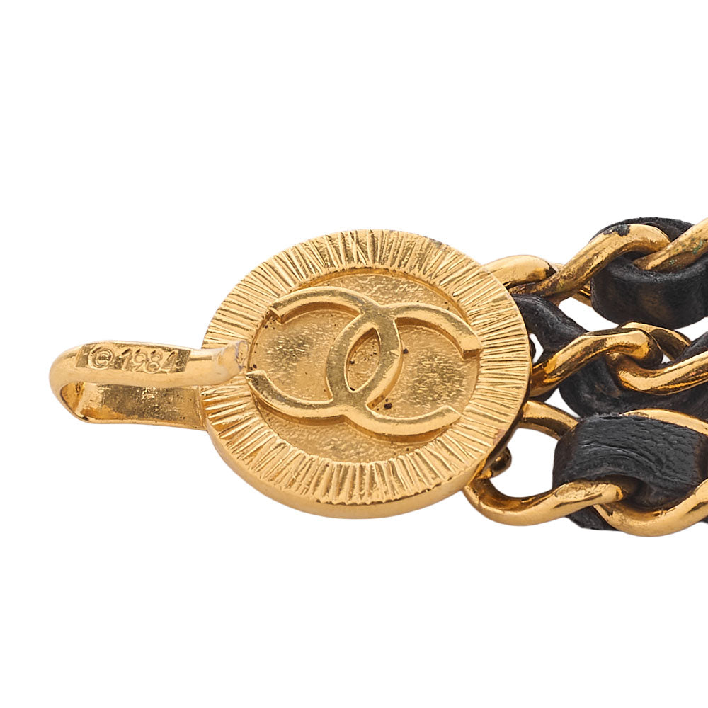 CHANEL Cocomark Chain Belt Triple GP x  Leather Black x  Gold Gold-Tone Hardware, Pre-Owned