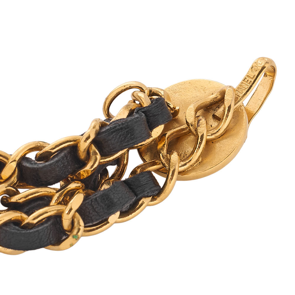 CHANEL Cocomark Chain Belt Triple GP x  Leather Black x  Gold Gold-Tone Hardware, Pre-Owned