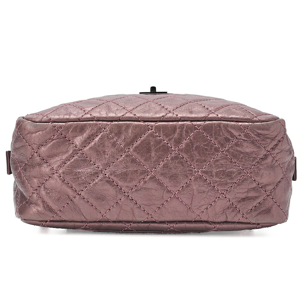 CHANEL Vintage Calf Matelasse 2.55 Turnlock Chain Shoulder Purple Silver-Tone Hardware, Pre-Owned