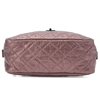 CHANEL Vintage Calf Matelasse 2.55 Turnlock Chain Shoulder Purple Silver-Tone Hardware, Pre-Owned