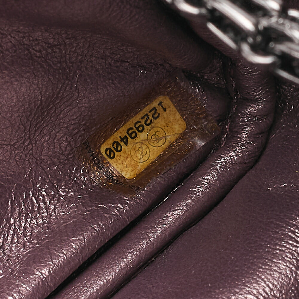 CHANEL Vintage Calf Matelasse 2.55 Turnlock Chain Shoulder Purple Silver-Tone Hardware, Pre-Owned