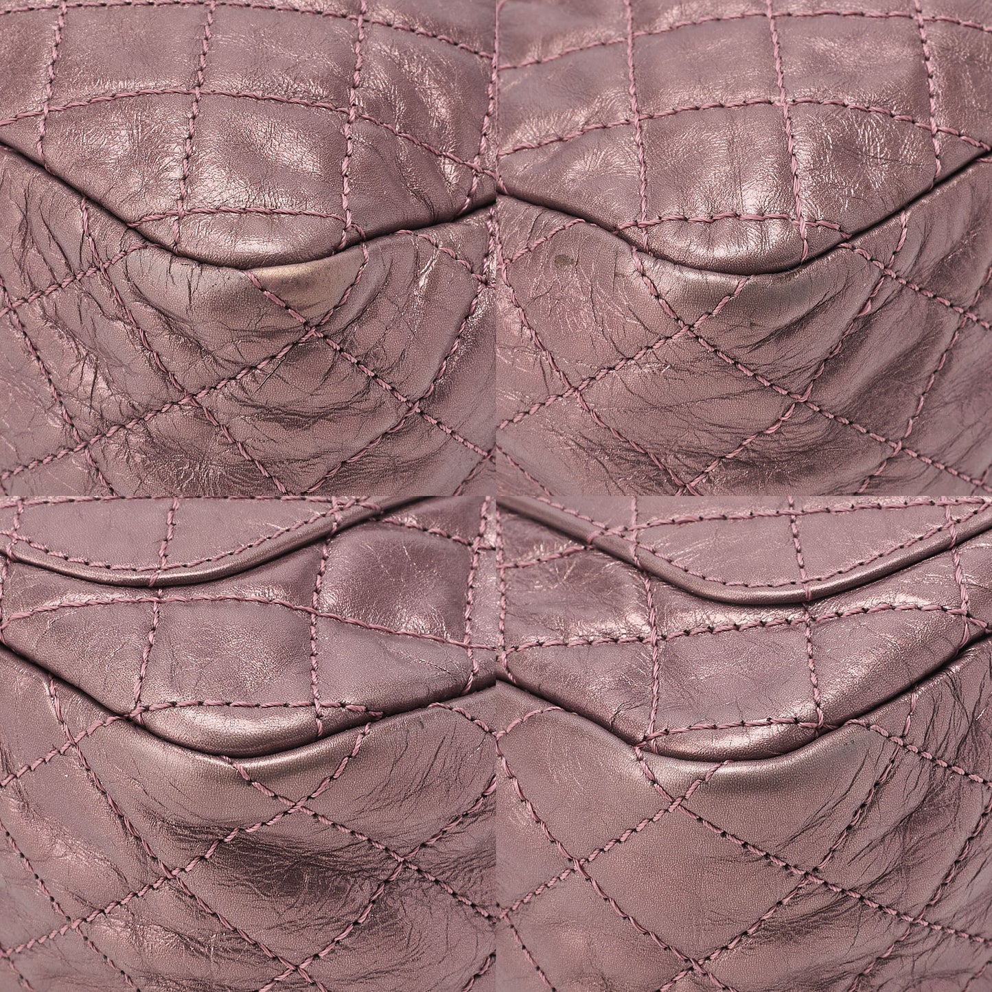 CHANEL Vintage Calf Matelasse 2.55 Turnlock Chain Shoulder Purple Silver-Tone Hardware, Pre-Owned