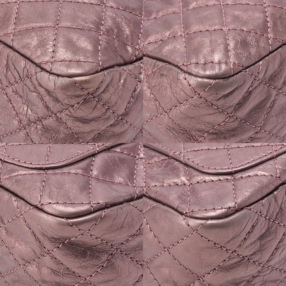 CHANEL Vintage Calf Matelasse 2.55 Turnlock Chain Shoulder Purple Silver-Tone Hardware, Pre-Owned