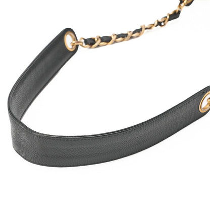 CHANEL Chain Shoulder Bag Triple Coco Caviar Skin Ball Charm Drawstring Black Gold-Tone Hardware, Pre-Owned