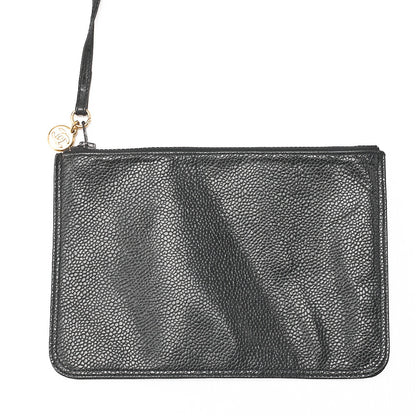 CHANEL Chain Shoulder Bag Triple Coco Caviar Skin Ball Charm Drawstring Black Gold-Tone Hardware, Pre-Owned